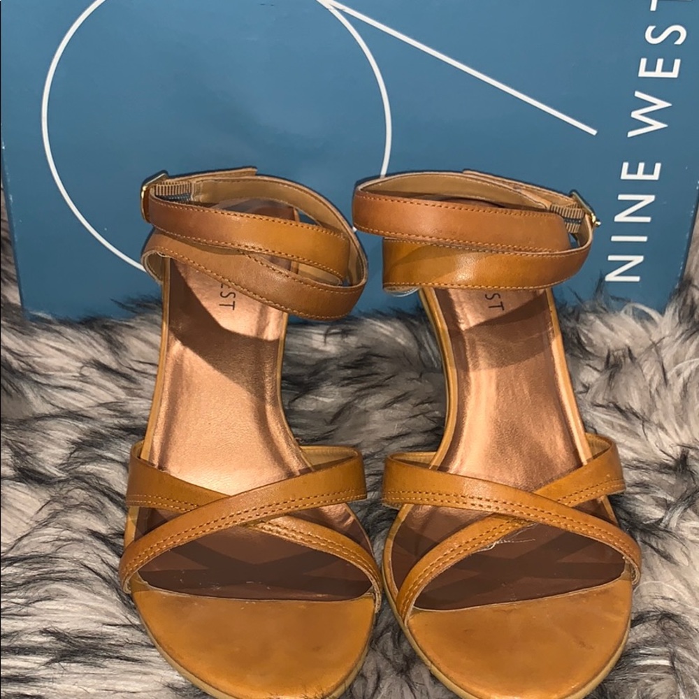 3.5 inch Natural Antique Leather Heels/ Gold Tip